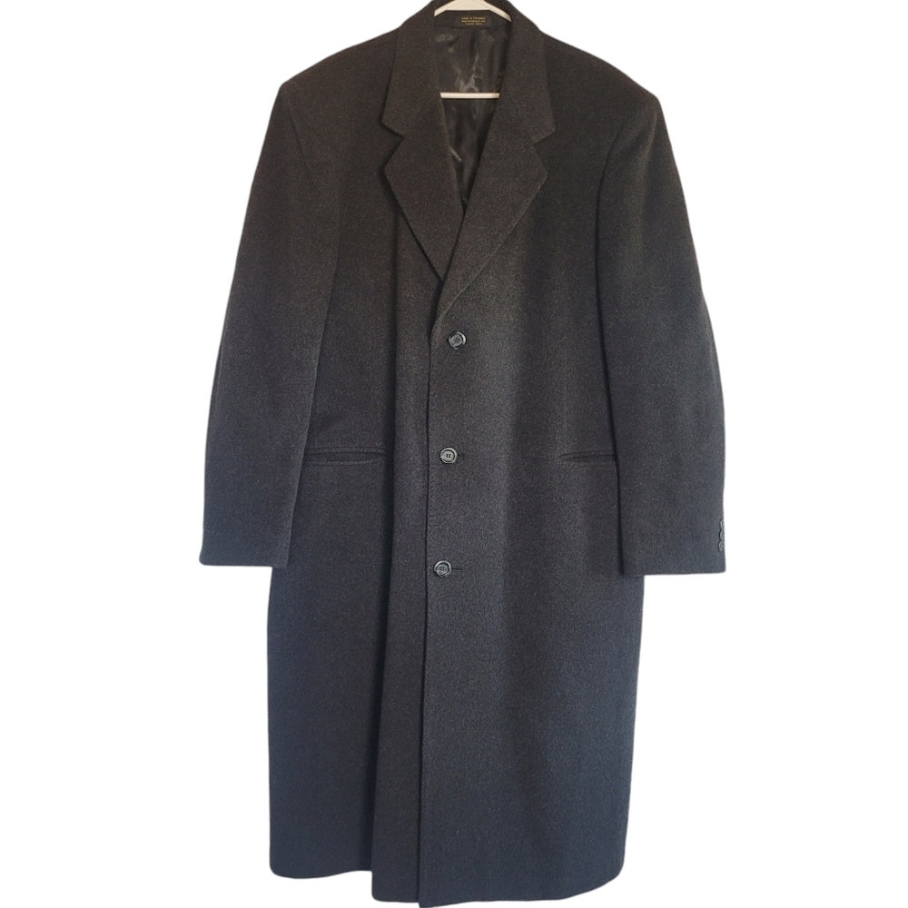 VTG 90'S Silver Cloud Wool Cashmere Dressy Warm Trench Over Coat Size 44L